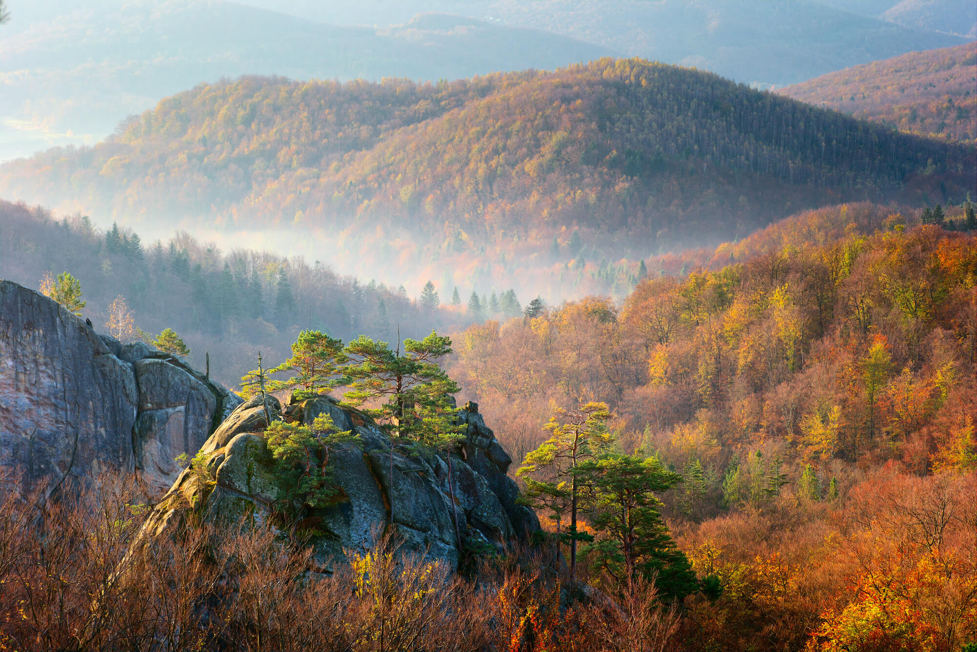 Панорама на скелі Довбуша, та мальовничі Карпати